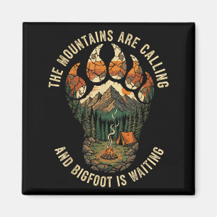 Rolig Bigfoot-vandringslag Sasquatch-camping Natur Magnet