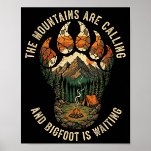 Rolig Bigfoot-vandringslag Sasquatch Camping Natur Poster