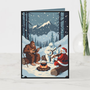 Rolig Bigfoot, Yeti och Santa julkort Kort