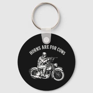 Rolig Biker Attityd T-Shirt - Hörn Är För Kor Nyckelring