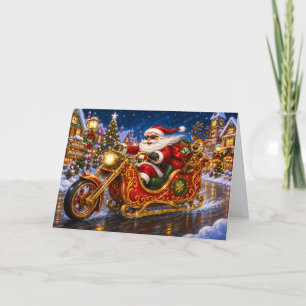Rolig Biker-Jultomte-Chopper-Motorcykel-Jul Helgkort