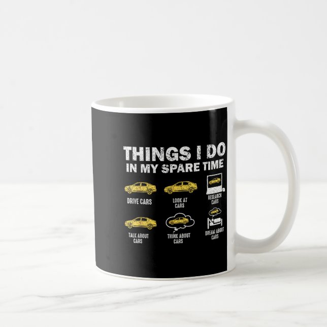 Rolig bil 6 saker jag gör på min fritid  kaffemugg (Höger)