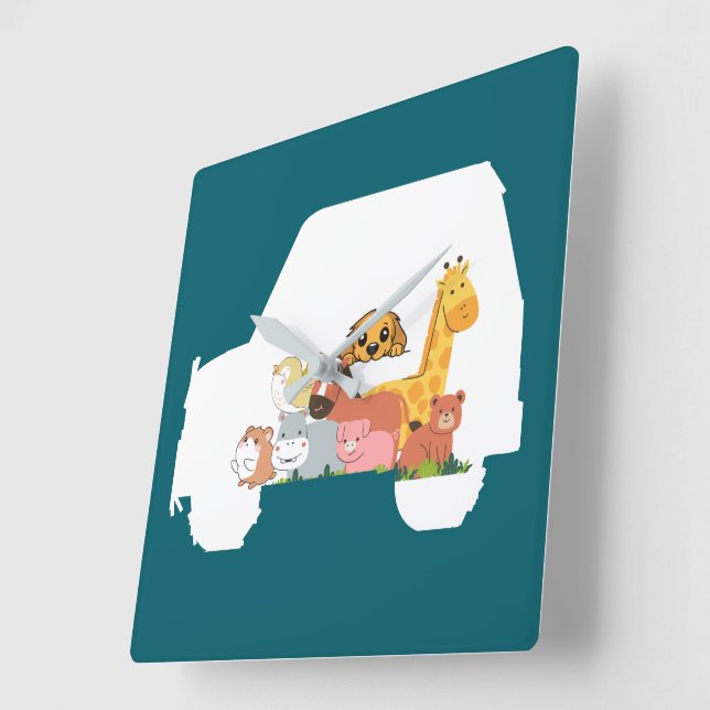 Rolig bil fyrkantig klocka (Vinkel)