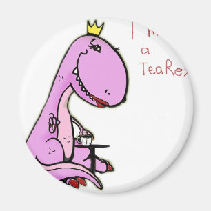rolig bild av en rosa dinosaur TeaRex Magnet