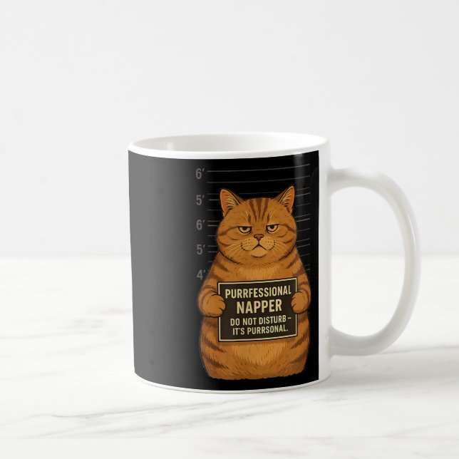 Rolig bild på fet tabbykatt – Roligt “sovande” gri Kaffemugg (Höger)