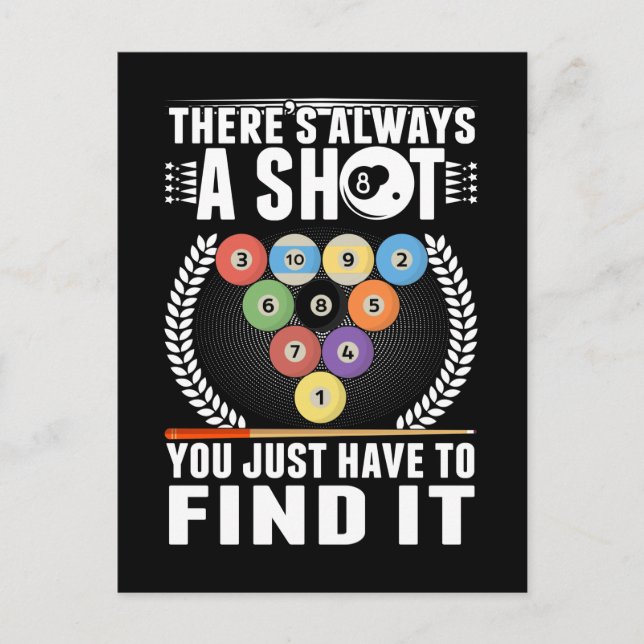 Rolig Biljardskämt, Kö, Snooker, Poolspelare Vykort (Framsida)