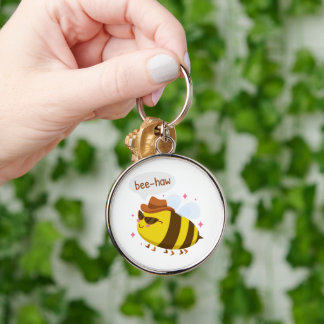 Rolig bin söt design rund silverfärgad nyckelring