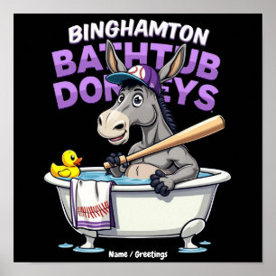 Rolig Binghamton Baseboll Badkar Åsna Vintage Poster