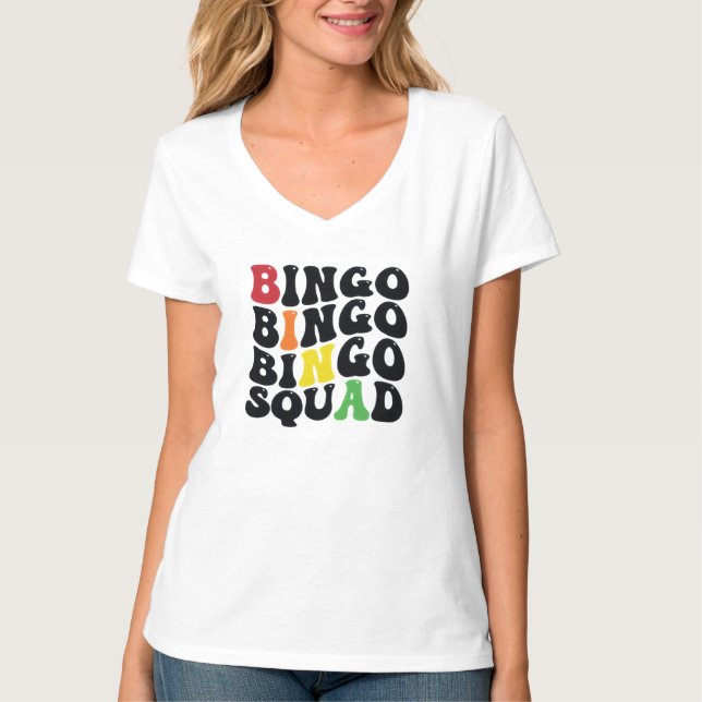 Rolig Bingo-squad word konst  T Shirt (Framsida)