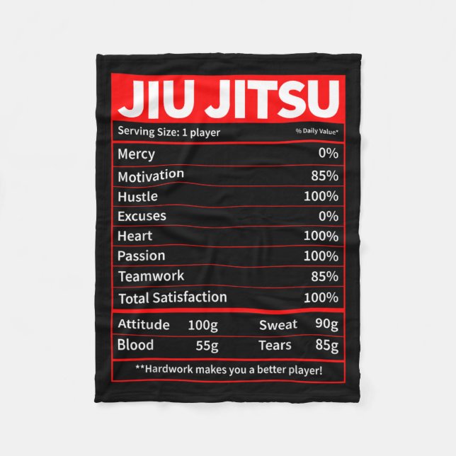 Rolig BJJ brasiliansk JiuJitsu näringsfakta män Fleecefilt (Framsidan)