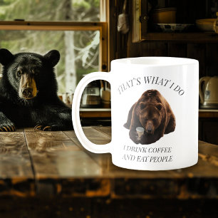 Rolig Björn dricker Kaffe som Säger Kaffemugg