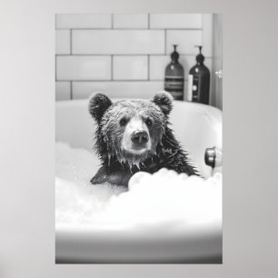 Rolig Björn i Badkar Fotografi Sällsynt Badrum Poster