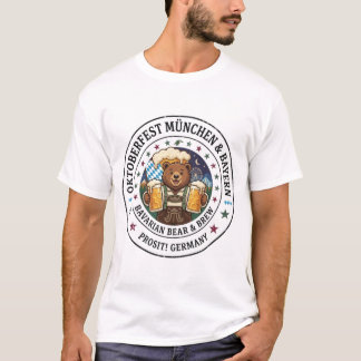 Rolig Björn i Lederhosen med Ölkrusar | Oktob T Shirt