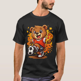 Rolig Björn som Spelar Fotboll och Äter Pizza T Shirt