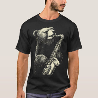 Rolig björn som spelar saxofonspelare Jazzmusiker T Shirt