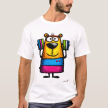 Rolig Björn Tyngdlyftning Tecknad T-Shirt