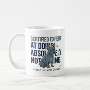 Rolig blå fransk bulldoggsexpert på ingenting kaffemugg