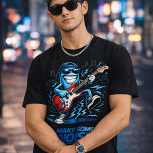 Rolig blå gitarrspelande karaktärsmusik t shirt