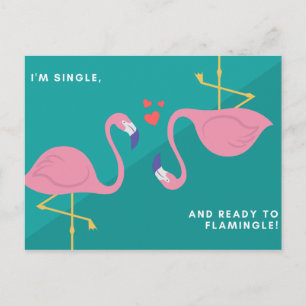 Rolig Blå Grön Flamingo Vykort