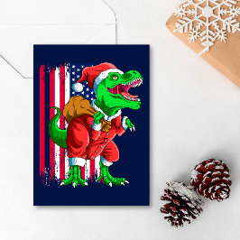 Rolig Blå Jul Tomte TRex Tyrannosaurus Jul Julkort