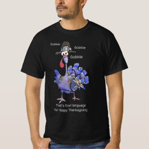Rolig Blå Kalkon Glugger Mörk T-shirt