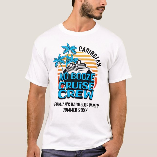 Rolig Blå NO BOOZE KRYSSNING BESÄTTNING Svägerskan T Shirt (Framsida)