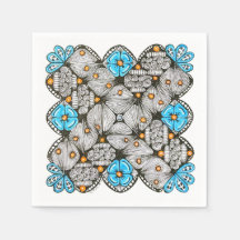 Rolig blå och orange geometrisk klotter