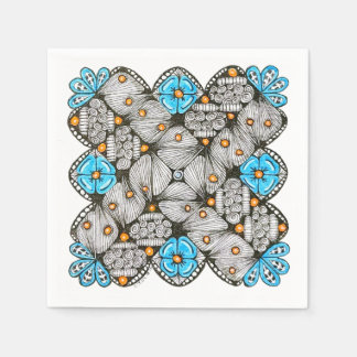 Rolig blå och orange geometrisk klotter pappersservett