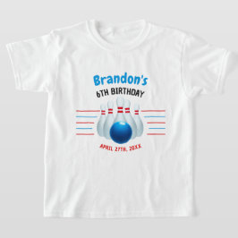 Rolig blå och röd bowling barn 6-årsdag t shirt