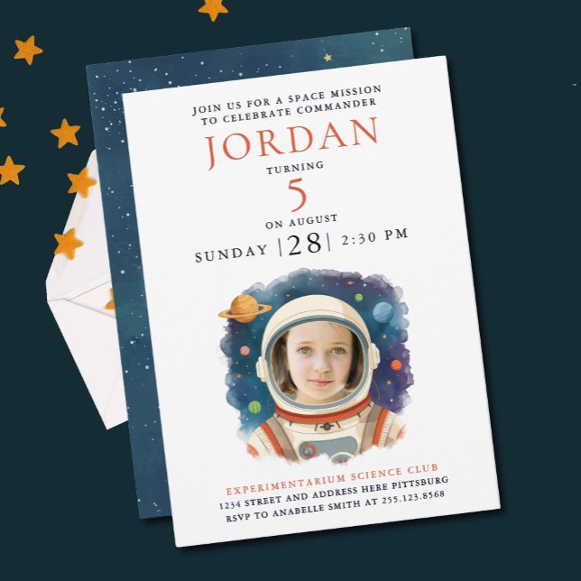 Rolig Blå Röd Astronaut Galax Kosmisk Rymdfoto Inbjudningar (Skapare uppladdad)