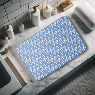 Rolig Blå Vit Minimalistisk Stänk Mönster Badrumsmatta