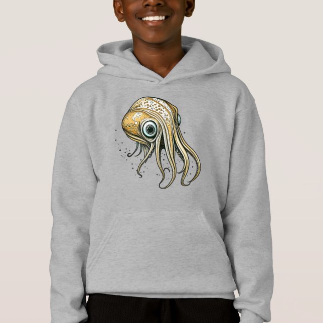 Rolig Bläckfisk Linjekonst T Shirt (Framsida)