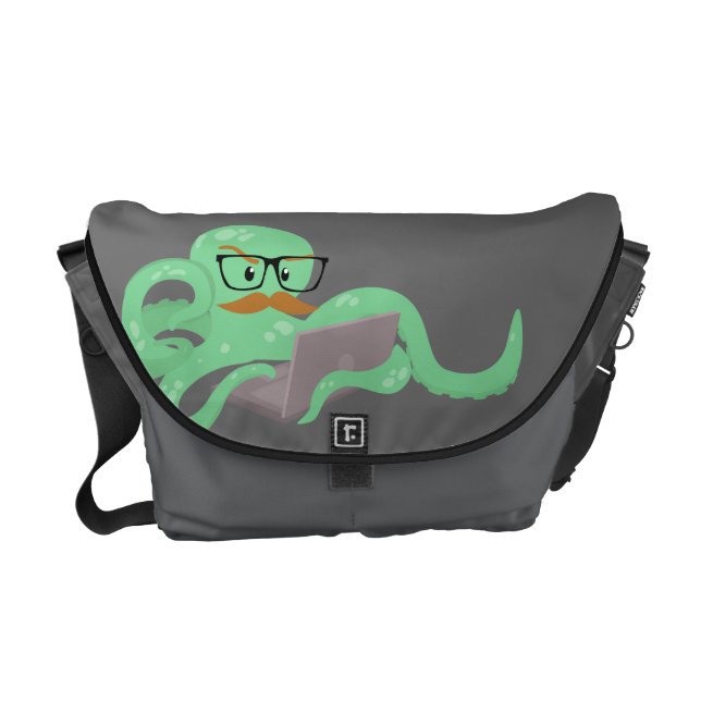 Rolig bläckfisk med mustaschmessenger bag kurir väska (Framsidan)