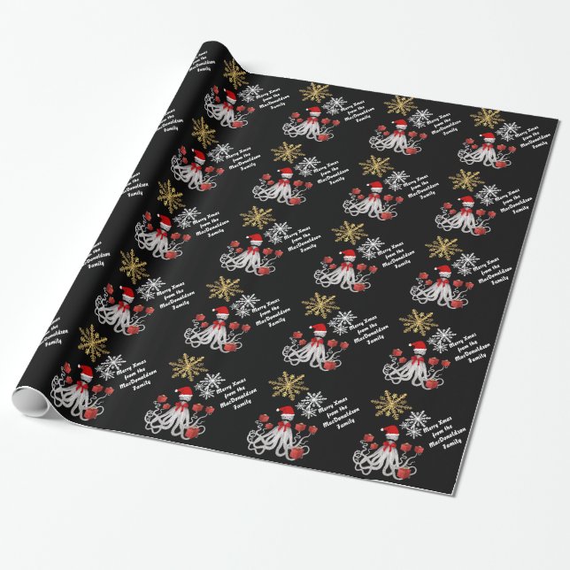 Rolig bläckfisk Santa Presentpapper (Utrullad)