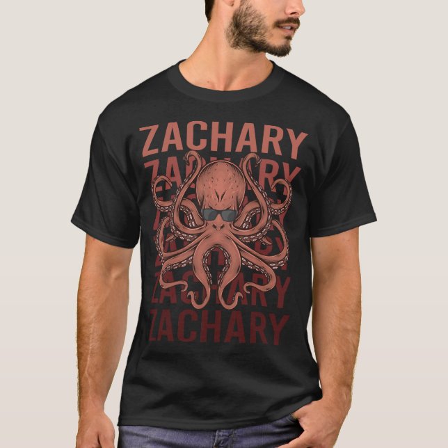 Rolig bläckfisk - Zachary Namn T Shirt (Framsida)