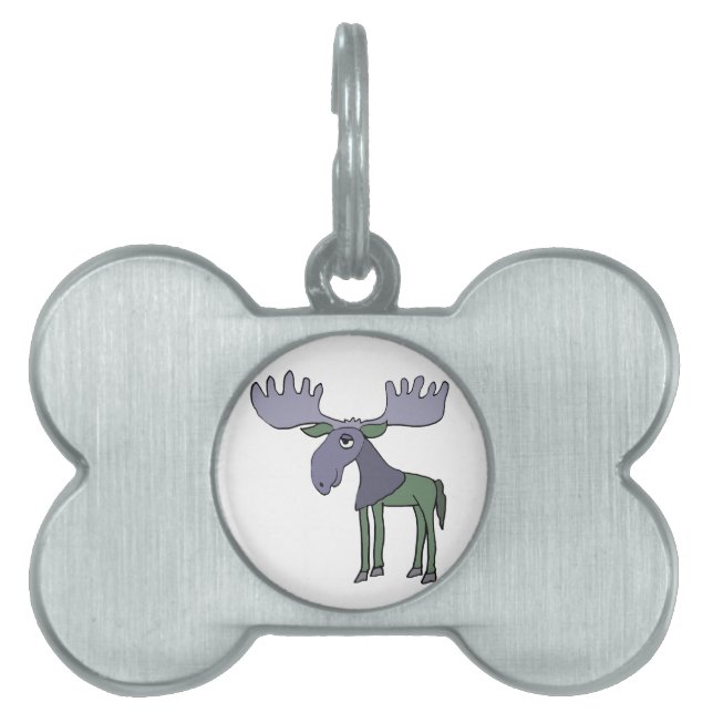 Rolig blått- och gröntälgtecknad namnbricka husdjur (Framsidan)