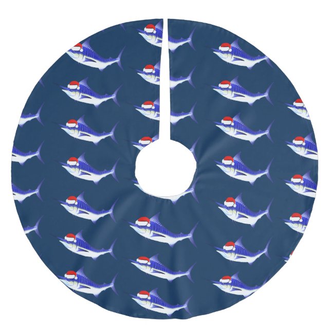 Rolig blåttMarlinjultomten Julgransmatta Borstad Polyester (Framsidan)