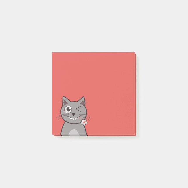 Rolig blinkatecknadkattunge post-it block (Framsida)