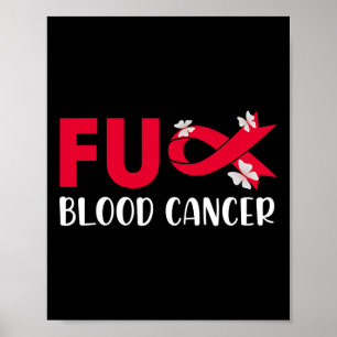 Rolig Blodcancer Medvetenhet Cancer Röd Band T-shi Poster