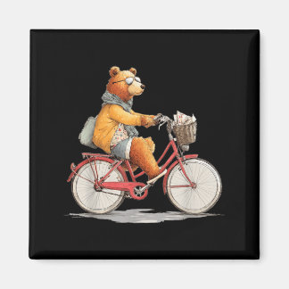 Rolig blomcykelkostym med teddybjörn för pojkar magnet