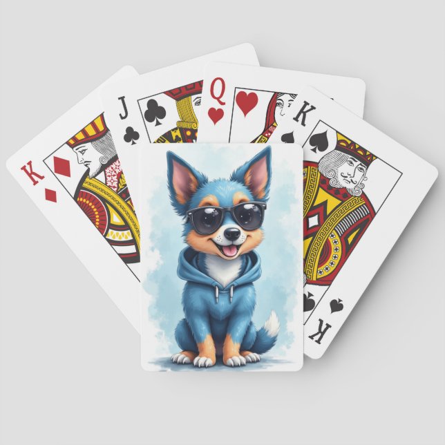 Rolig Blue Heeler Kawaii Hund Casinokort (Baksidan)