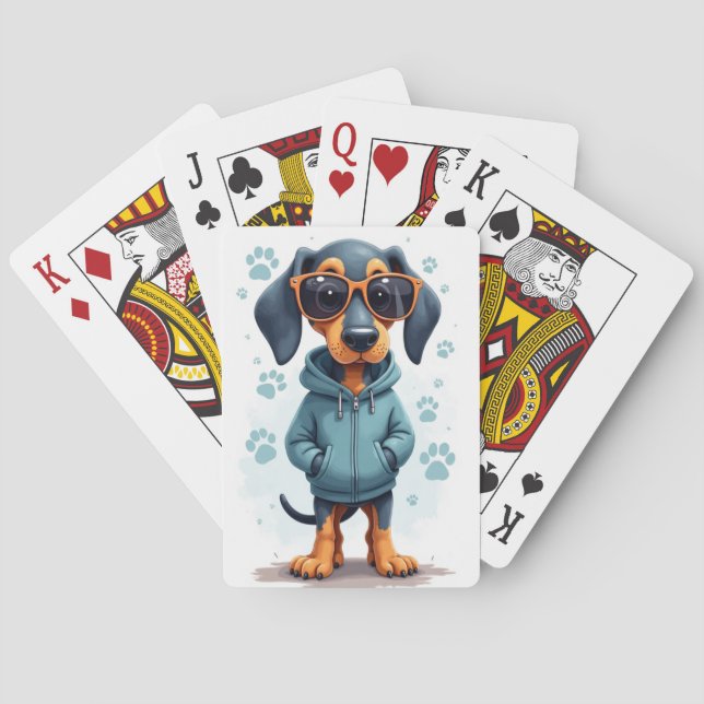Rolig Bluetick Coonhound Kawaii Hund Casinokort (Baksidan)