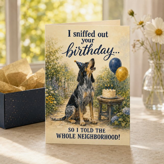 Rolig Bluetick Coonhound Ylande Födelsedag  Kort (Skapare uppladdad)