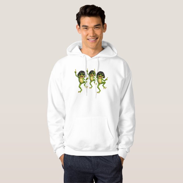 Rolig Bob Frisyr Groda Meme Vit Hoodie (Hel framsida)