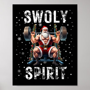 Rolig Bodybuilding Swoly Ande Santa Humor Jul Poster