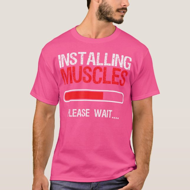 Rolig Bodybuilding Viktlyftning Installerar Muskle T Shirt (Framsida)