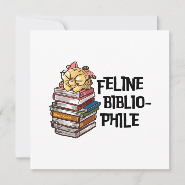 Rolig bok katt älskare Citat Feline Bibliophile Julkort (Framsida)