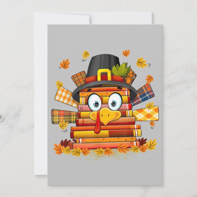 Rolig Bok Läsare Turkiet Thanksgiving För Bibliote Julkort (Framsida)