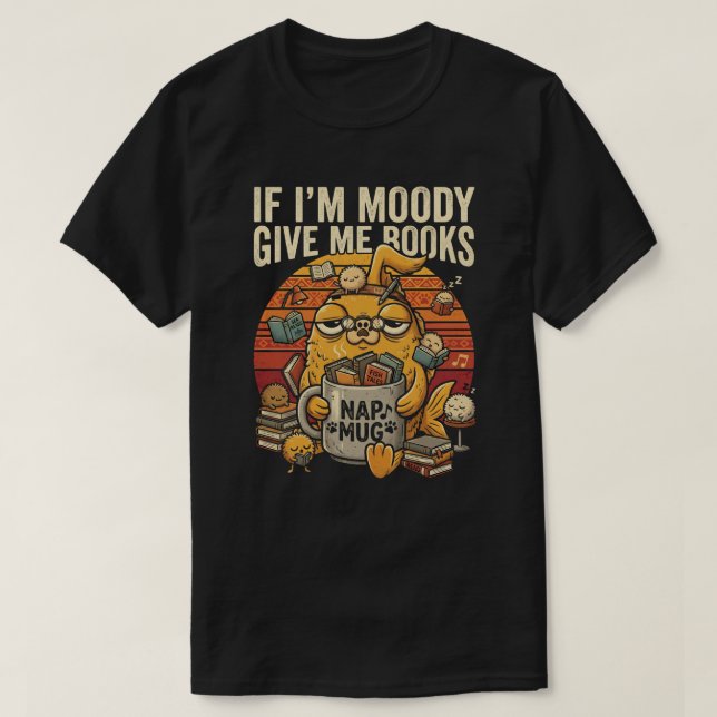: Rolig bokälskare Retro fisk läsning T-Shirt (Design framsida)