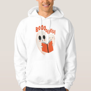 Rolig bokorm-ghost Halloween-kostym Boooooks Hoodie